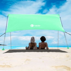 EasierHike Beach Shade Tent, 7 × 7.15 Ft Portable Easy Pop Up Beach Canopy, UPF50+ Sun Protection Shelter, Windproof & Water Resistant, Stable with 4 Sandbags & Windproof Cords, Perfect for Family