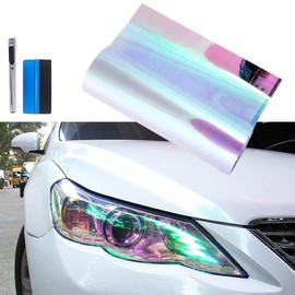 LZLRUN Extra-Wide Headlight Taillight Vinyl Tint Wrap 16 Inch x 60 Inch Roll Self Adhesive Fog Light Film Sheet Sticker Cover (Chameleon Transparent)