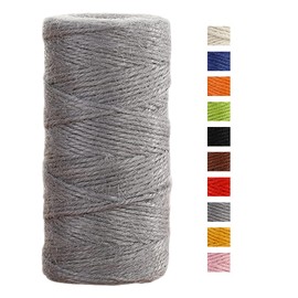 JeogYong Jute Twine String 2mm x 100m Natural Coloured Jute String 3-ply Garden Twine Kitchen Cord Thick Jute Rope for Decoration Floristry, DIY Arts & Crafts, Bundling, Wrapping Gifts (Gray)