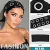 Aushamtai Grommet Headband Hollow Out Eyelets Headband Goth Elastic Mental