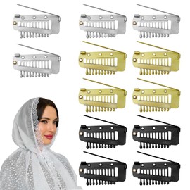 Paifeancodill Strong Chunni Clips with Safety Pin, 12 Pcs Chunni Clips with Safety Pins, Hijab & Tikka setting, Snap Clips for Wigs Metal Chunni Dupatta Hair Extension Wig Clip Hair Extenion Clips (Color)