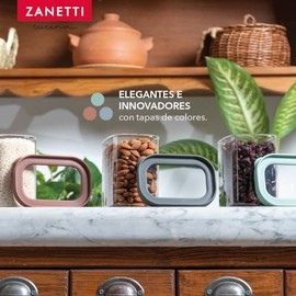 Zanetti - Juego de 3 Recipientes Herméticos de Cristal con Tapa de Colores - 900 ml cada uno                                                          