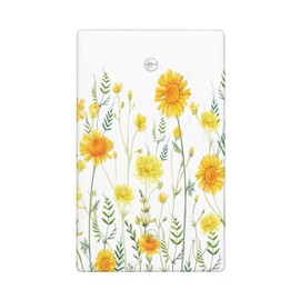 Yellow Wildflower Spring Floral Single Blank Light Switch Cover Decorative Vintage Blossom Country Flower Wall Plates Outlet Electrical Faceplate Receptacle for Bedroom Kitchen Accessories