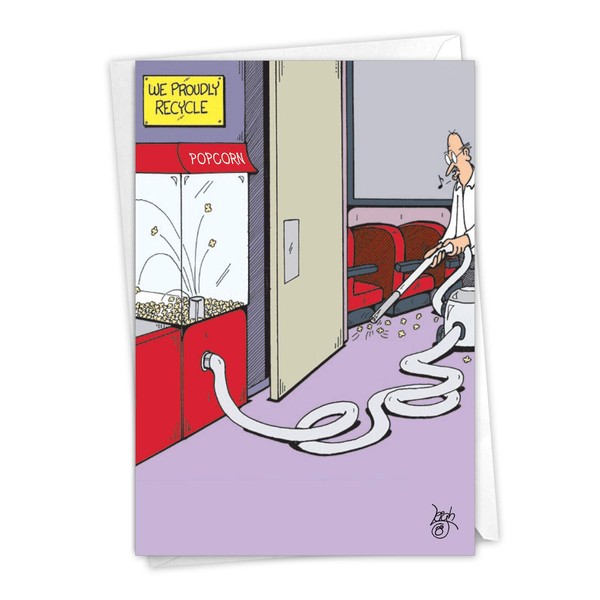 6201Z 'Popcorn Recycle' - Funny Birthday Greeting Card with 5"