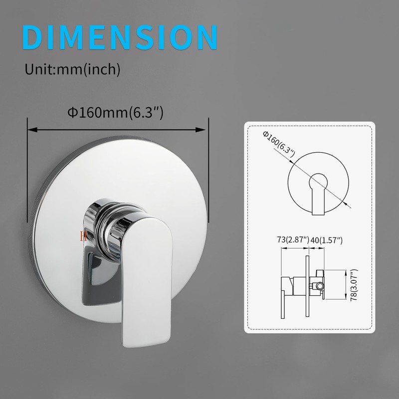 Taplong Single-Function Shower Valve Handle Trim Kit Polished Chrome