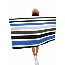 Striped Navy Blue Gray Microfiber Oversized Beach Towels, 250 GSM Absorbent Lightweight Quick-Dry Sand Free Large Beach Towel, Yoga Pool Gym Camping Travel Towel for Adults Kids(30x60inch)