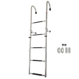 304 Stainless Steel Slip 2 Step+3 Step Folding Telescoping Ladder Folding Dock Ladder 400 LB Replacement for Boats Pontoons RVs Ships