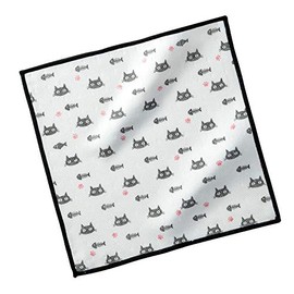 Mameka KB-908 Dish Towel, White, Approx. 11.8 x 11.8 x 0.08 inches (30 x 30 x 0.2 cm), Towel, Dish Cloth, Black Cat, Kitchen Dish Towel, For Tableware, No Gluing, Quick Drying, Water Absorption
