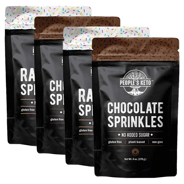 Keto Sprinkles, 6 oz. Larger Value Size, Dye Free, Non-GMO, Plant-Based, Vegan, Gluten Free, All Natural, No Artificial Coloring, Sugar Free Sprinkles, 1g Net Carb (Rainbow & Chocolate, 4 Pack)