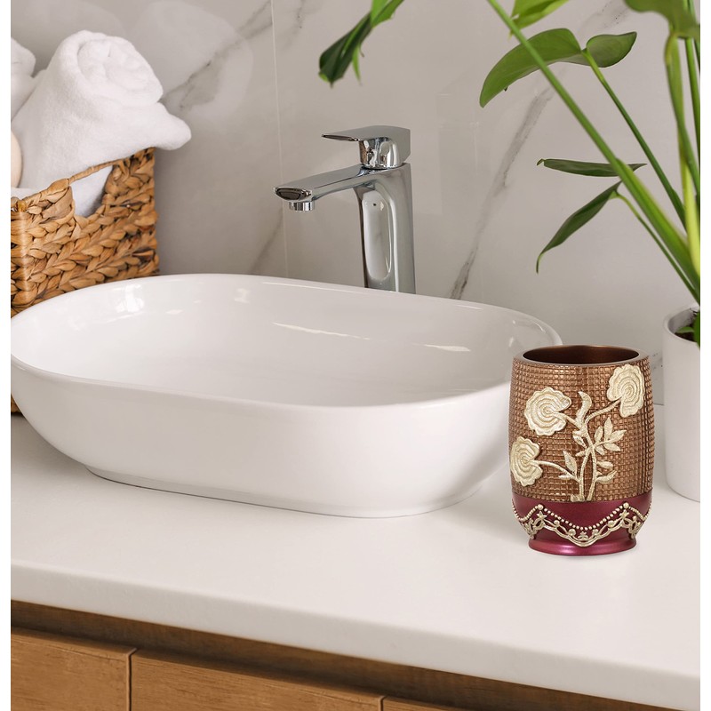 Popular Bath Ombre Rose Design Tumbler, Burgundy
