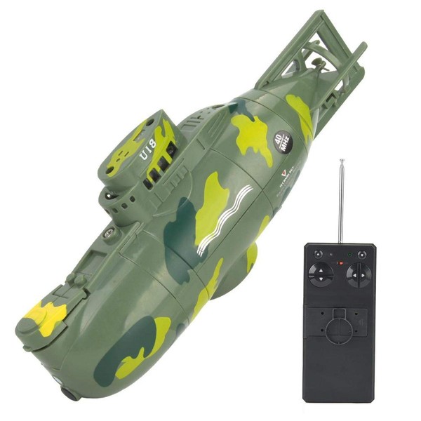 Tbest RC Submarine Toy, 6 Channel Submarine Model with Military Remote Control Mini Simulation (Green)