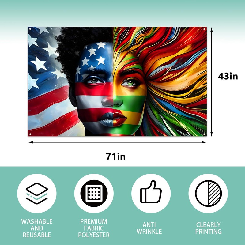 Juneteenth Backdrop for Photography Happy Juneteenth Banner African American 19th
