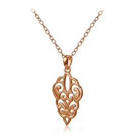 Hoops & Loops Rose Gold Flashed Sterling Silver High Polished Filigree Necklace