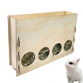 Acsist Rabbit Hay Feeder, Wooden Bunny Hay Manger, Less Wasted Pet Hay Feeding Rack for Rabbits Bunny Guinea Pig