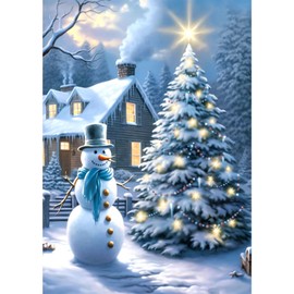 RICUVED Snowman Diamond Painting Adults, 5D Christmas Diamond Painting Pictures, Adults, DIY Diamond Painting Pictures, Winter Diamond Painting Set for Wall Decoration, 30 x 40 cm