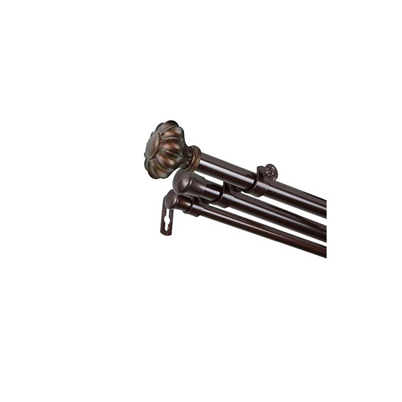 Candice 13/16" Triple Curtain Rod 66-120 inch - Cocoa