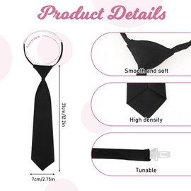 KALIONE Ties for Women 13" Pre Tied Adjustable Necktie for Girls/Boys Black Tie for Women Skinny Necktie for School Uniforms JK/JC Cosplay Graduation Business Wedding