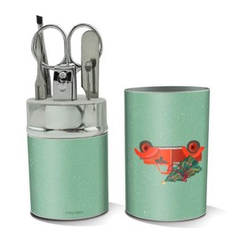 Old Timey Christmas Red Truck and Tree Stainless Steel Manicure Pedicure Grooming Beauty Care Travel Kit