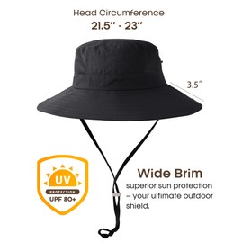 FURTALK Womens Sun Hat Beach Summer Wide Brim UPF 50+ Outdoor Protection Foldable Lightweight Ponytail Bucket Hat Black, One Size