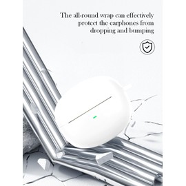 Case for Baseus Bowie MC1 Open Ear Clip-On Earbuds,Soft Protective,BOVUGAC Silicone Case Cover with Keychain & Cleaning Kit & Lanyard for MC1 Earbuds-White