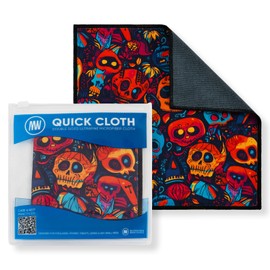 Quick Cloths Microfiber Glasses Cleaning Cloths – 8x8, Skulls, 1 Pack with Case | Double-Sided Lens Cleaner for Eyeglasses, Camera, Screens & Glass | Reusable Microfiber Glass Polishing Cloths
