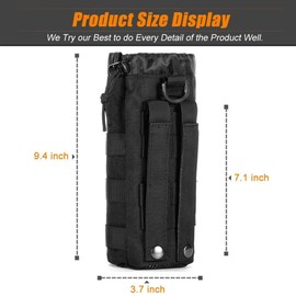 ZYEKIU Molle Bottle Holder, Bottle Holder Belt Durable, Bottle Holder Backpack Outdoor, Water Bottle Bag Adjustable for Outdoor, Hiking, Fishing, Camping, Running, Cycling (Black)