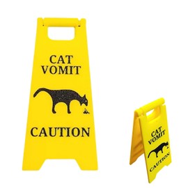 Cat Vomit Caution Sign Funny Warning Sign for the Garden Before Cats Dog Vomit Sign 3D Printed Warning Sign for Home or Pet Areas Decorative for Cats and Dog Lovers