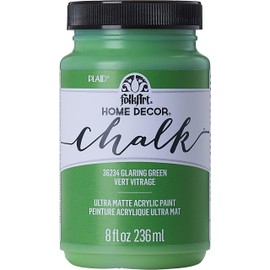 FolkArt Assorted Home Décor Acrylic Chalk Paint For Crafts, Glaring Green 8 fl oz Ultra Matte Acrylic Chalk Paint, Art Supplies With An Ultra Matte Finish, 36234