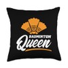 Badminton Queen Badminton Player Shuttlecock Sports Smash Throw Pillow