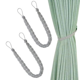 4 pcs Hand Knitting Curtains Tied Rope Simple Type Curtain Tie Backs and Accessories (Grey)