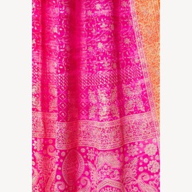 Boho Sari Curtain - Light-Filtering, Multi-Use Decor for Bedroom or Living Room, SUNRISE COLLECTION - A set of 2 panels 96" or 84" + Free Tote Bag (42"W x 96"L, Fuschia Orange)