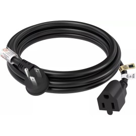 FIRMERST 6 Feet Heavy Duty Black Power Cord 14 Awg 15A Flat Plug Extension Cable