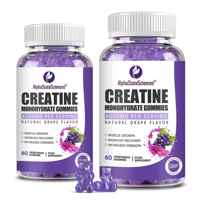 AlphaState Sciences Creatine Gummies - 4000mg Creatine with Calcium, Magnesium