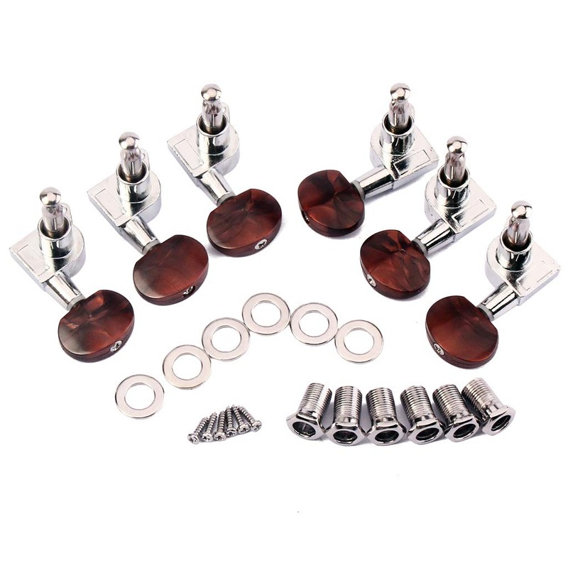 Alnicov 3L3R Enclosed Tuning Pegs Machine Head Tuners Amber Plastic