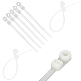 TERF® 100 Pcs Black Screw Mount Cable Ties 150mm (6'') X 3.6mm Premium Nylon Zip Ties Wraps Secure Self Locking Mechanism Plastic Tie for Home Office Garden Garage Warehouse Workshop DIY Use