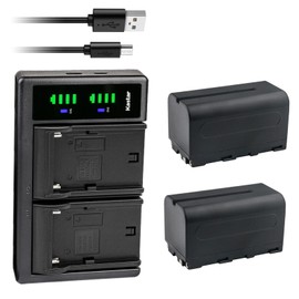 Kastar 2-Pack NP-F750 / NP-F770 Battery and LTD2 USB Charger Compatible with YongNuo YN900 II, YN1200 PRO, YN300 LED Pro, YN300-III LED Pro, YN600, YN600L II LED Video Light, YN900 LED Video Light