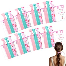 Yuxung 60 Pcs Elastic Hair Ties Bulk Donut Party Favors Pink Blue Green Glitter Powder Hairbands with 20 Pcs Hair Ties Cards for Female Friend Summer Birthday Bachelorette Bridal Shower Party