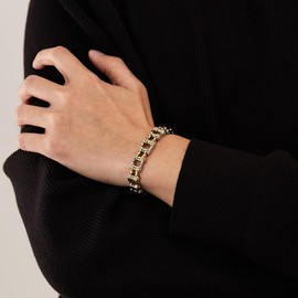 SeiMios Men's Bracelet Stainless Steel Motorcycle Bike Chain Bracelet Polished 8 Inches Silver & Gold