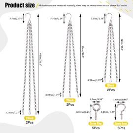 Mardatt 16 Sets 3 Types Long Hanging Basket Chains and Hooks Assortment Kit Chains Hanger for Bird Feeders, Planters, and Decors Suitable for Home Apartment Bedroom Indoor or Outdoor Use