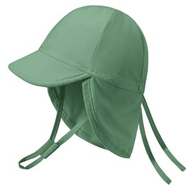 Xnova Baby Sun Hat with Neck Flap and Ties UPF 50+ Children, Summer Hat Adjustable UV Protection Beach Swimming Hat Boys Girls Visor Cap (Green, L)