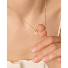 PAVOI 14K Yellow Gold Plated Sliding Adjustable Cubic Zirconia Initial Charm Necklace for Women | Alphabet Charms - O, Yellow Gold, Cubic Zirconia