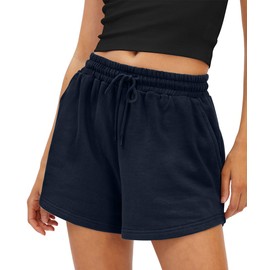 AUTOMET Womens Sweat Shorts Casual Summer Athletic Shorts Comfy Shorts Spring Outfits Fall Fashion Clothes 2024 Navy L