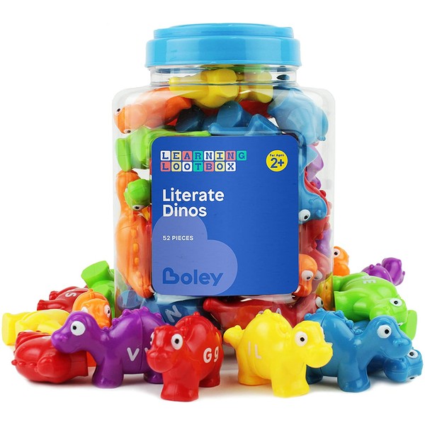 Boley 52 Piece Alphabet Dinosaurs - Educational Dinosaur Alphabet Matching Toy Set for Kids, Children, Toddlers - Great Learning Tool for Toddlers to Learn The Alphabet! Bucket Edition