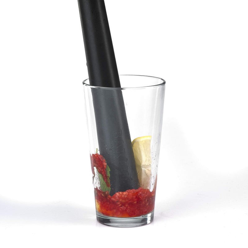 Barfly Muddler, 12 pulgadas de lujo, compuesto, negro