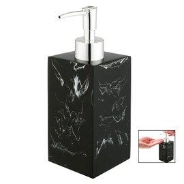 Classic Marbling Resin Soap Dispenser, 270ml/ 400ml Countertop Lotion Dispenser Liquid Soap Dispenser Bathroom Soap Dispenser Bottle for Home Hotel Bathroom (Black Cuboid,400ml)