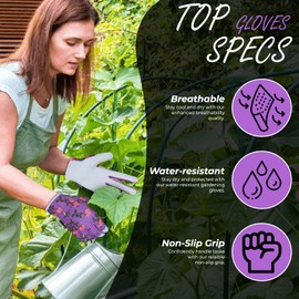 SAWANS Leather Gardening Gloves Women Men Women Thorn Proof Rigger Garden Safety Work Gloves Multi Purpose Breathable Construction Gardening Gifts (Purple, S)
