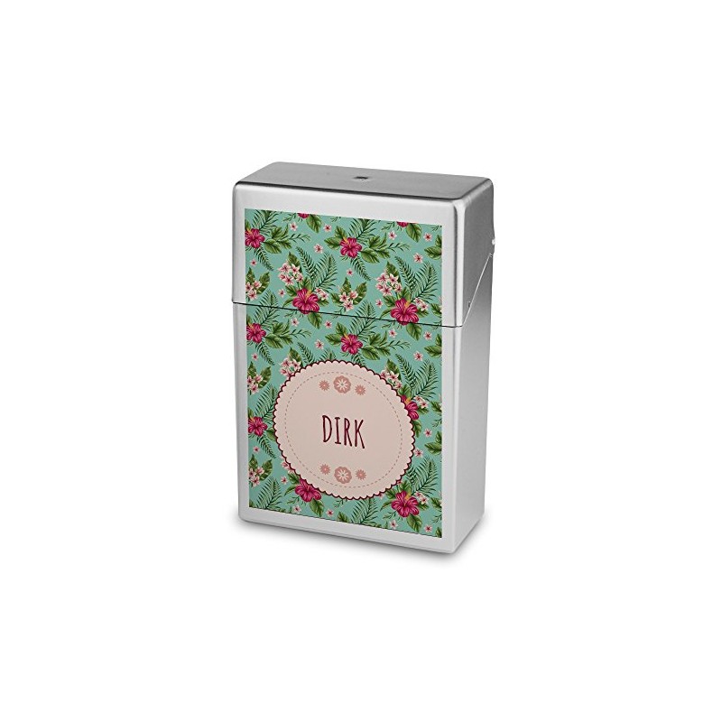 Zigarettenbox mit Namen Dirk - Personalisierte Hülle mit Design Blumen