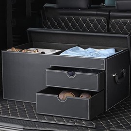 Organizador para Asiento Trasero Caja De Almacenamiento For Maletero De Coche, Organizador De Maletero De Cuero Auténtico, Contenedor De Carga For... 