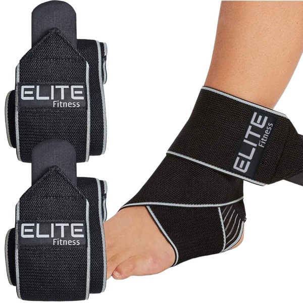 Elite Fitness Tobillera Kit de 2 tobilleras de compresión ajustables