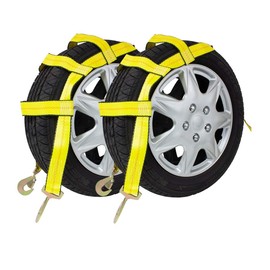Mytee Products (2 Pack) Tow Dolly Basket Straps with Twisted Snap Hooks, Fits 14"-19" Tires Wheels - Car Wheel Straps Auto Tie Down Wheel Net